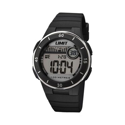 Unisex black digital mulifunctional silicone strap watch 5556.24